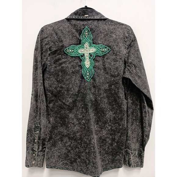 Roar Women's Dark Gray Shirt with Green Embellishments - Picture 8 of 9
